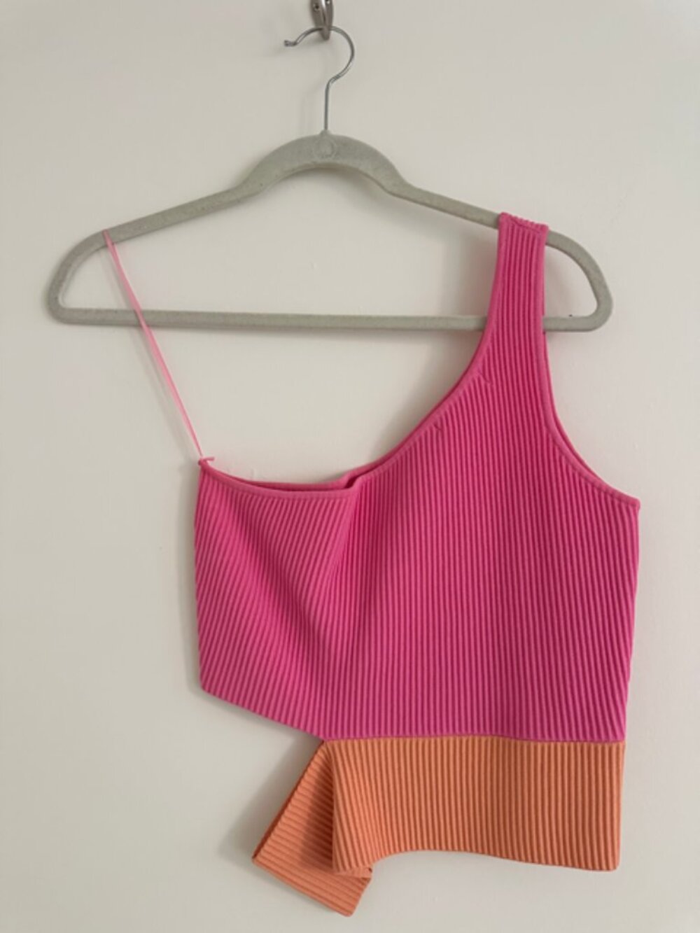 En;Semble Color Block One Shoulder Ribbed Top - Picture 2 of 2